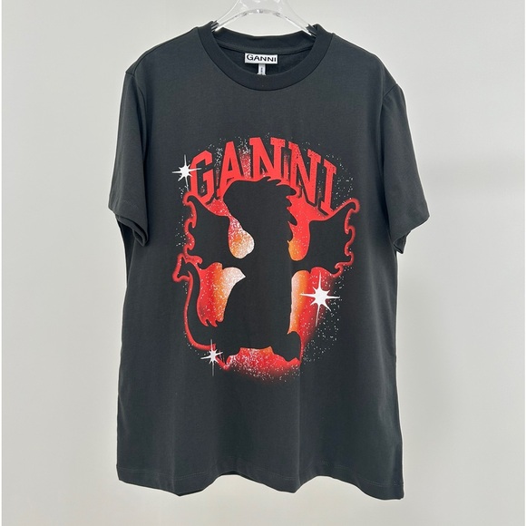 GANNI Black Graphic T-Shirt